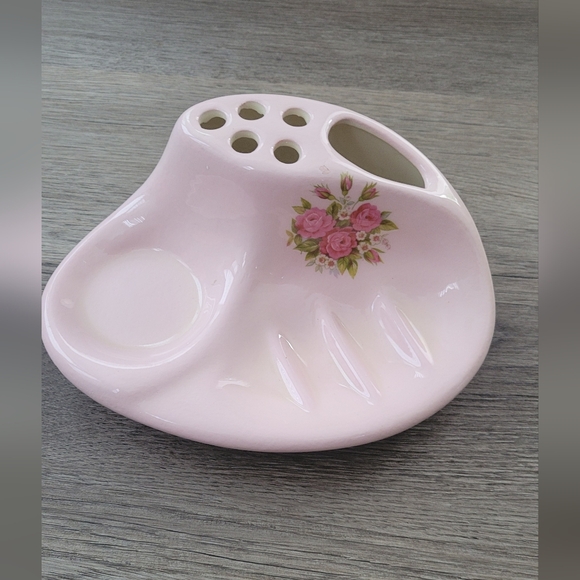 no name Other - Floral Pink Ceramic Brush Holder
